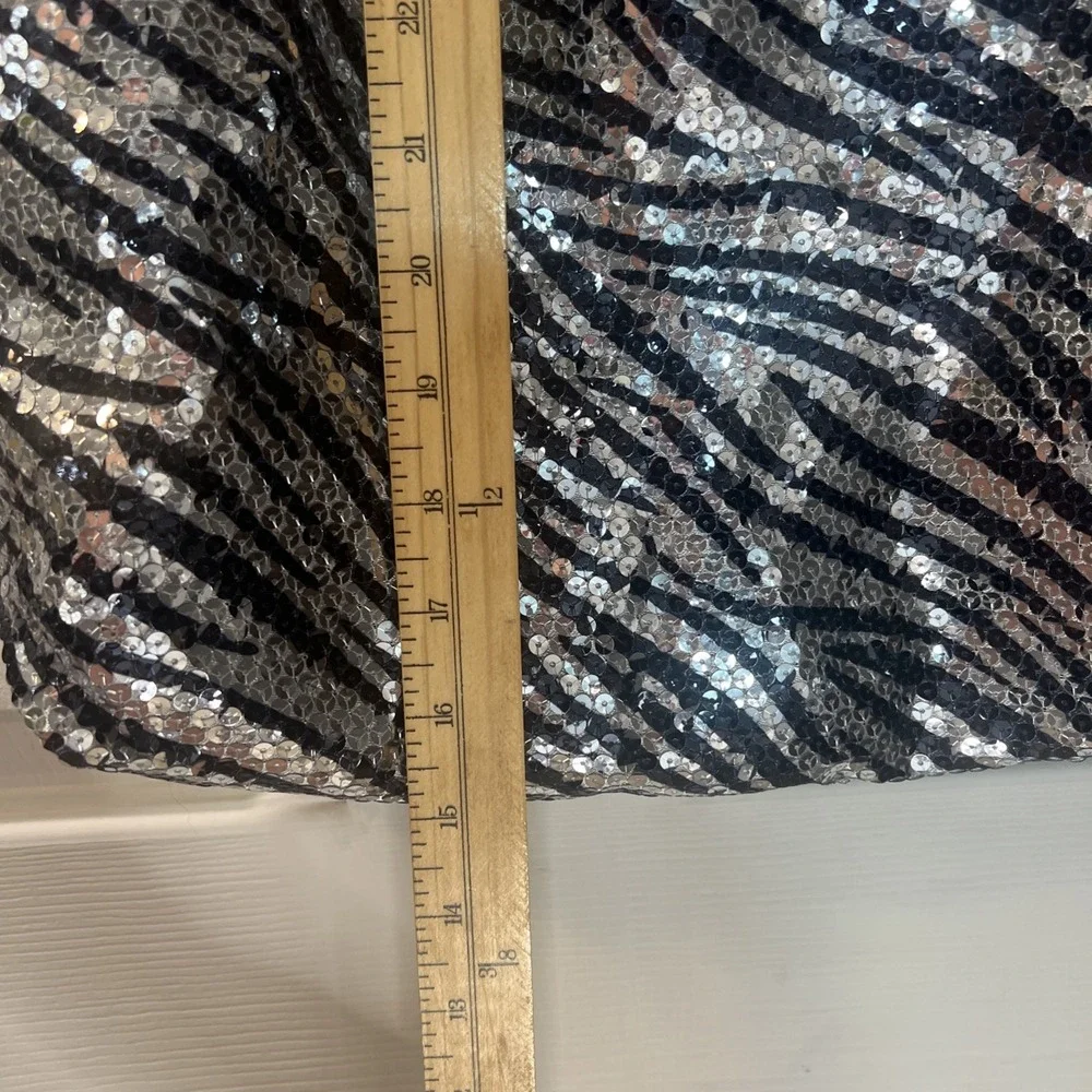 Under One Sky Medium Zebra Print Sequins Black & Silver Tote Bag‎